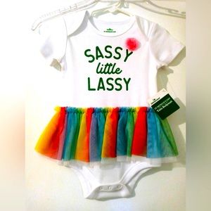 Celebrate ST Patrick's Day Multicolor Tutu/White Bodysuit Cotton Blend 18M